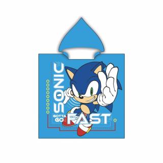 Prosop poncho cu gluga Sonic Gotta Go Fast, 110x55 cm