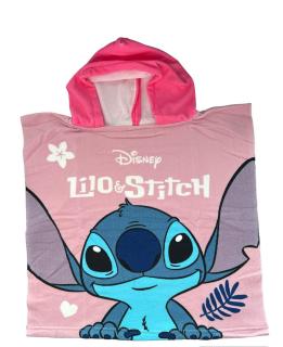 Prosop poncho microfibra, fete, Lilo  Stitch, 50 x 100 cm