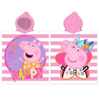 Prosop poncho microfibra Happy Peppa Pig, 55 x 110 cm