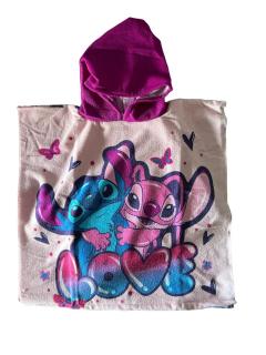 Prosop poncho microfibra, Lilo  Stitch Love, 55 x 110 cm