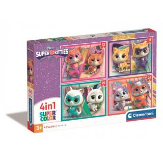 Puzzle Clementoni SuperColor Superkitties, 4 in 1