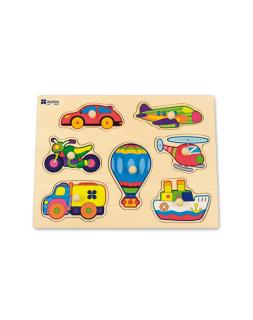 Puzzle din lemn incastru mijloace de transport, 7 piese