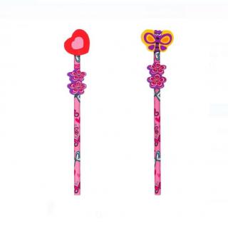 Set 2 creioane Fantezie cu guma de sters Topper Butterfly Heart