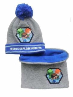 Set 2 piese iarna, caciula si guler Minecraft