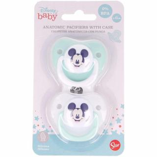 Set 2 Suzete Ortodontice din Silicon pentru Bebelusi 6 Luni cu Capac Cool Like Mickey