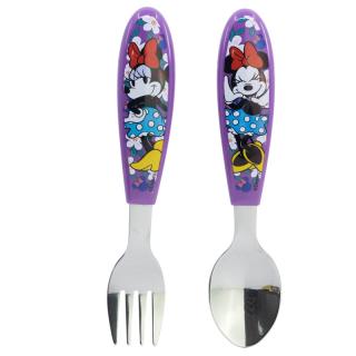 Set 2 tacamuri ergonomice, furculita si lingura pentru copii Minnie Sunshine 9.4 cm
