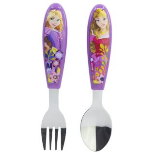 Set 2 tacamuri ergonomice, furculita si lingura pentru copii Printesele Curajoase 9.4 cm