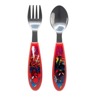 Set 2 tacamuri ergonomice, furculita si lingura pentru copii Spiderman 9.4 cm