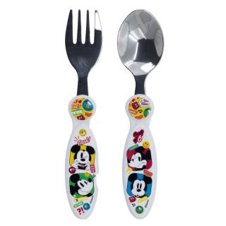 Set 2 tacamuri, furculita si lingura pentru copii Mickey Mouse, Fun-Tastic 15.5 cm