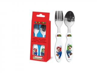 Set 2 tacamuri, furculita si lingura pentru copii Super Mario 15.5 cm