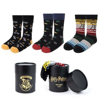 Set 3 perechi sosete groase in cutie cadou, Harry Potter M 38-45 EU