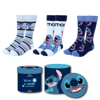 Set 3 perechi sosete lungi in cutie cadou, Happy Lilo  Stitch