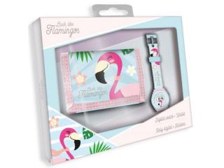 Set ceas si portofel Flamingo