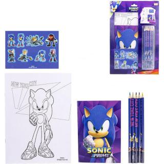 Set creativ cu creioane si autocolante Sonic
