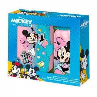 Set cutie sandwich si sticla apa din aluminiu 500ml Minnie Mouse Mermaid