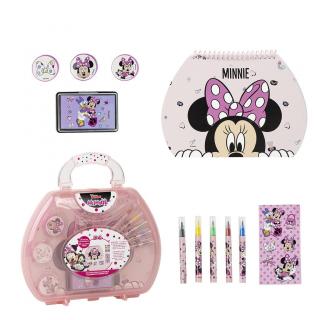 Set de colorat, Minnie, servieta, 30 file, 10 piese