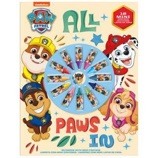 Set de colorat Paw Patrol, Caiet cu Set Mini Creioane Colorate