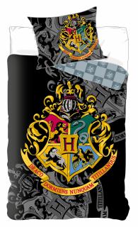 Set lenjerie de pat copii, Harry Potter Hogwarts Crest 2 piese 140x200, 60x63 cm