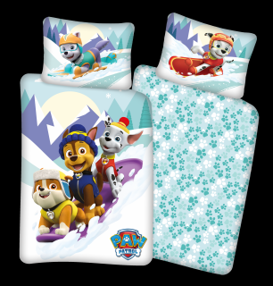 Set Lenjerii de pat copii, Paw Patrol Winter 2 piese 100x140, 40x45 cm