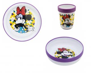 Set mic dejun plastic 3 piese antiderapant, Minnie Mouse Sunshine