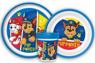 Set mic dejun plastic 3 piese antiderapant, Paw Patrol Pup Powe