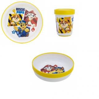 Set mic dejun plastic 3 piese antiderapant, Paw Patrol Rescue Pups