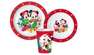 Set mic dejun plastic 3 piese Mickey Mouse Christmas