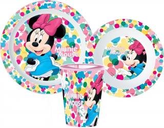 Set mic dejun plastic 3 piese,Minnie Mouse Dots