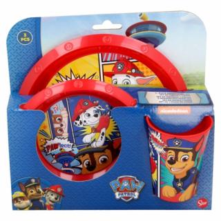 Set mic dejun plastic 3 piese Paw Patrol boys