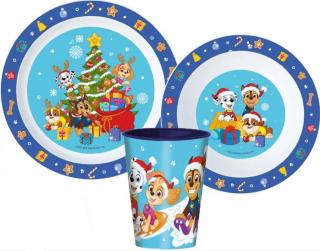 Set mic dejun plastic 3 piese Paw Patrol Christmas