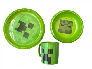 Set mic dejun plastic Minecraft Creeper,verde