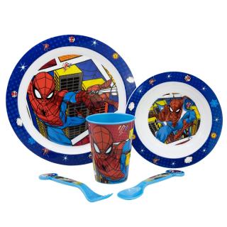 Set mic dejun platic, 5 piese Spiderman Midnight Flyer