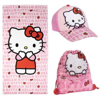 Set prosop, sac sport si sapca Hello Kitty 140x70cm