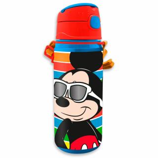 Sticla apa aluminiu cu pai si maner, Mickey Mouse, 600 ml