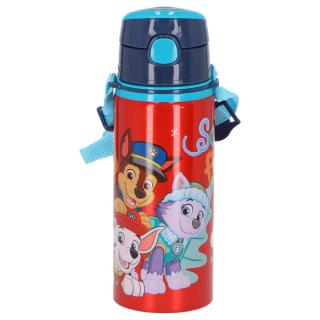 Sticla apa aluminiu cu pai si maner, Paw Patrol, 600 ml