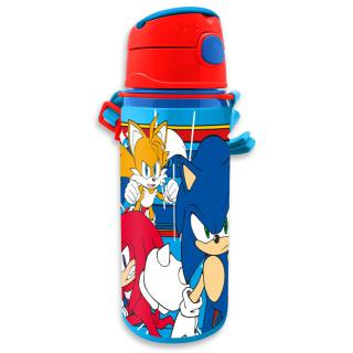 Sticla apa aluminiu cu pai si maner, Sonic The Hedgehog, 600 ml