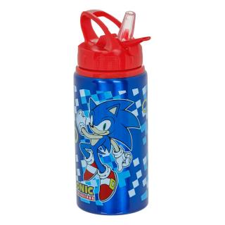 Sticla de apa cu pai, din aluminiu, 500 ml, Sonic, pentru scoala si gradinita