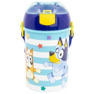 Sticla din plastic cu pai si curea, Bluey 450 ml