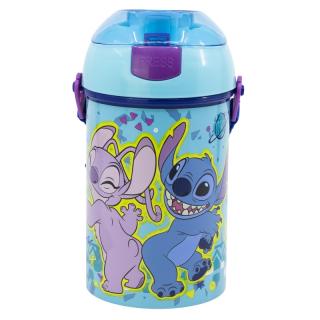 Sticla din plastic cu pai si curea, Lilo  Stitch 450 ml