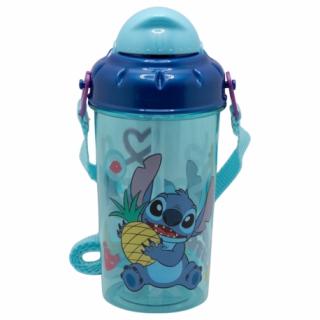 Sticla din plastic cu pai si curea, Lilo  Stitch 465ml