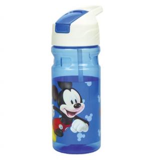 Sticla plastic reutilizabila  cu pai, Disney Mickey Plastic 500 ml