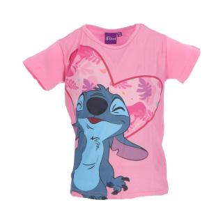 Tricou fete maneca scurta din bumbac Lilo si Stitch Love