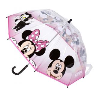 Umbrela de ploaie manuala pentru copii, Minnie si Mickey Happy Friends, diametru 71 cm