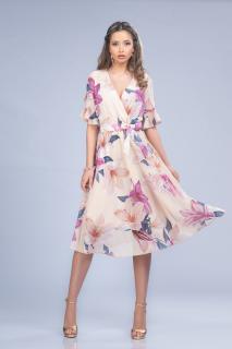 Crina - Rochie eleganta de botez cu imprimeu floral