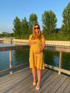 Yellow Dots - Rochie Gravide si Alaptare cu imprimeu buline