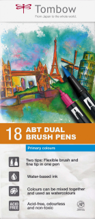 ABT Dual Brush Pen Set 18 Colours Primary Colours Tombow