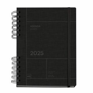 Agenda Plus 155x213 spira zilnica Black Back to Basics MR25, Miquelrius