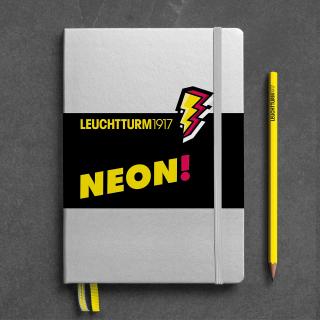 Caiet A5 Punctat Coperta Rigida Argintiu  Galben Neon, Leuchtturm1917