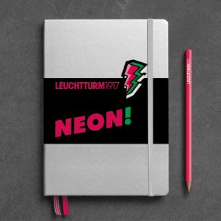 Caiet A5 Punctat Coperta Rigida Argintiu  Roz Neon, Leuchtturm1917