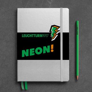 Caiet A5 Punctat Coperta Rigida Argintiu  Verde Neon, Leuchtturm1917